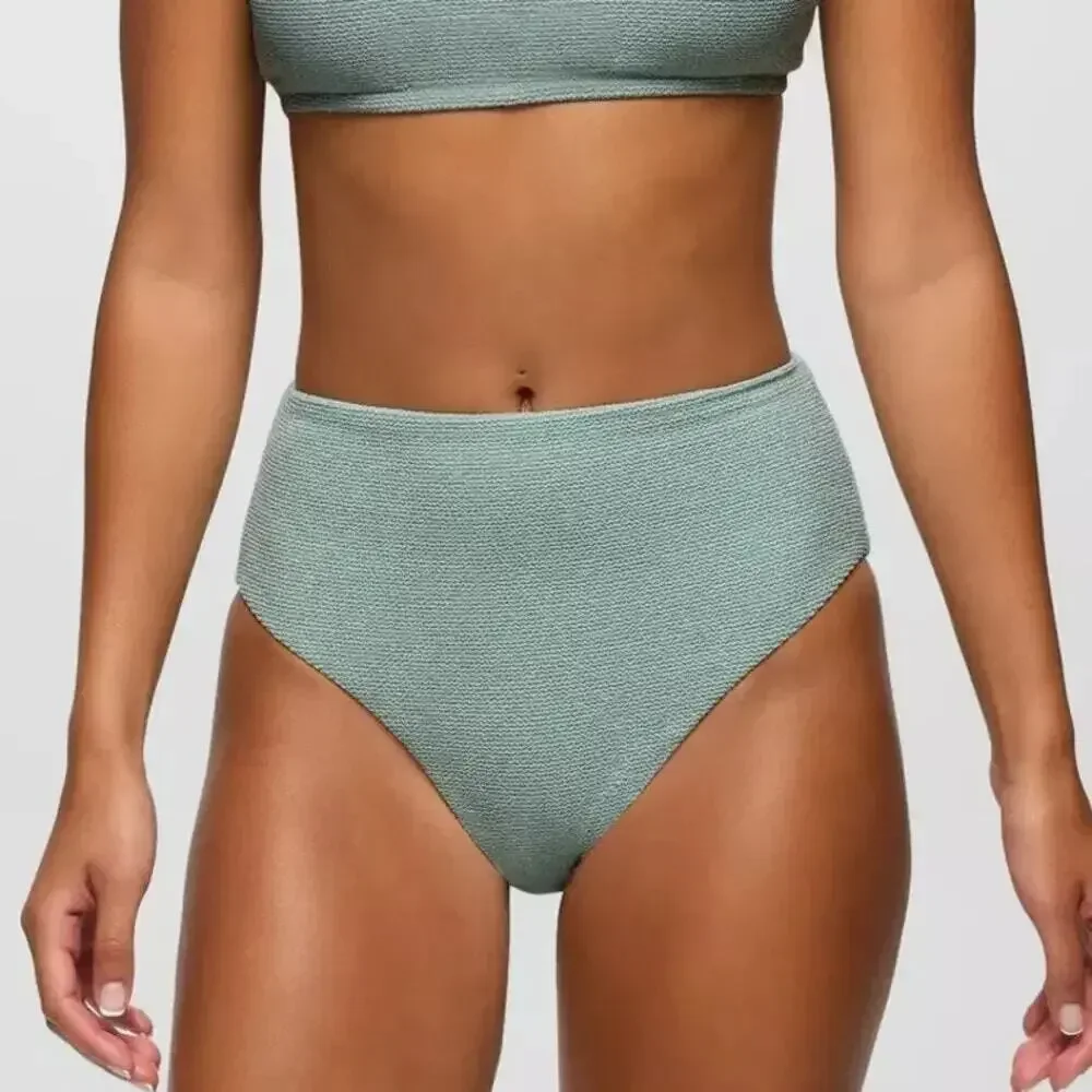 Prana Lahari Scrunch High Rise Swim Bottom Women's XL Saltwater Textured Cheeky